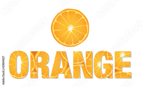 Orange text made from slices of citrus