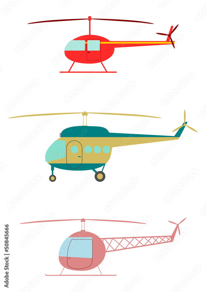 Helicopter in retro cartoon style. Helicopter in retro cartoon style.