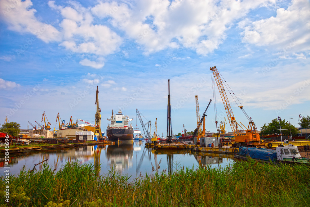 Heavy industrial zone - Shipyard in Gdansk, Poland.