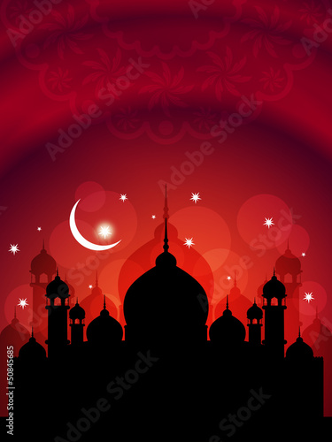 religious vector eid background with mosque.