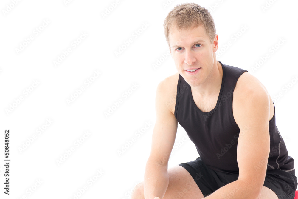 a young sporty man on white background a young sporty man on white background