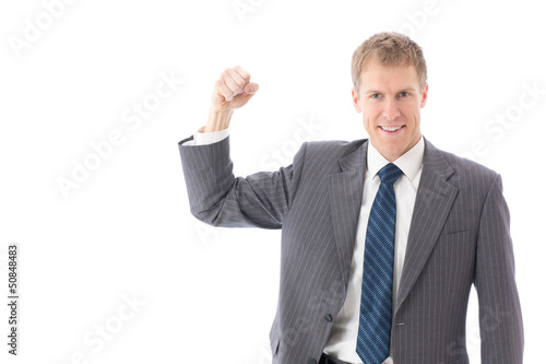 a young businessman on white background