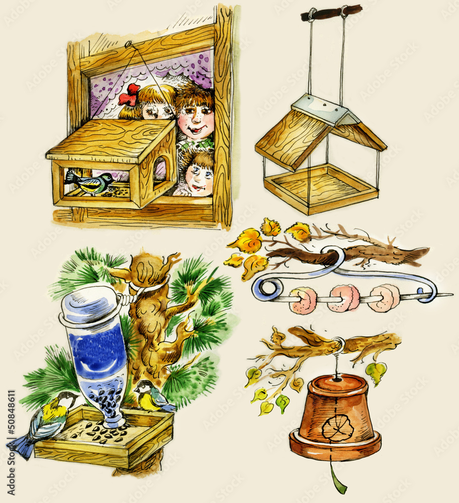 Five Types Of Bird feeders Stock Illustration Adobe Stock five-types-of-bird-feeders-stock-illustration-adobe-stock