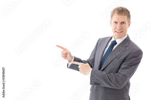a young businessman on white background