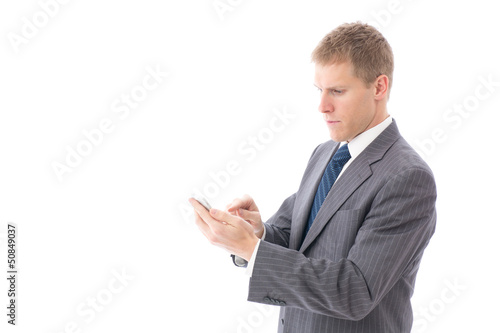 a young businessman on white background