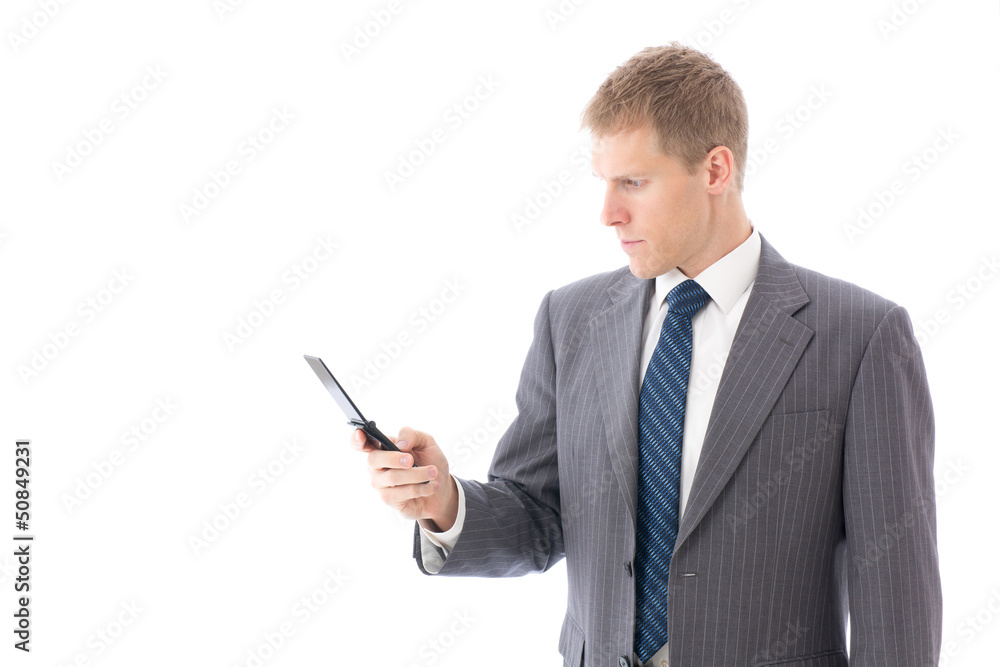 a young businessman on white background a young businessman on white background