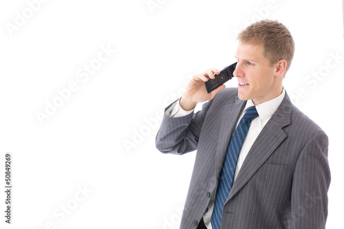 a young businessman on white background