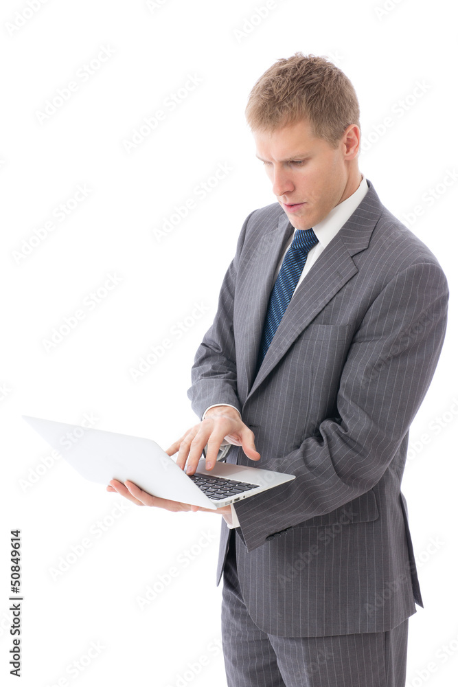 a young businessman on white background a young businessman on white background