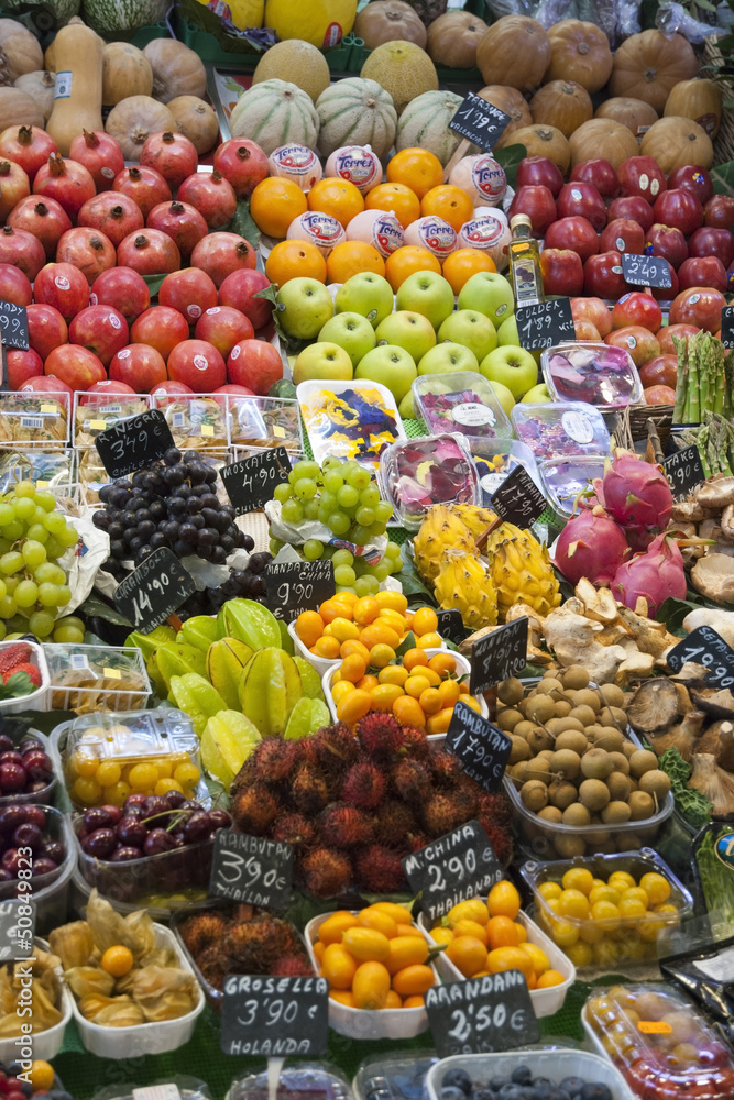 Varioud fruits and vegetables at market