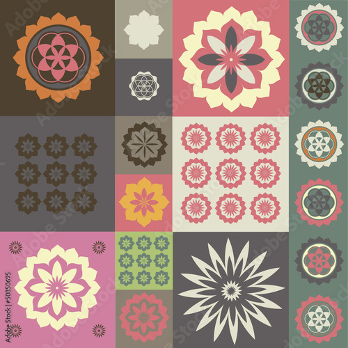 Vector ornament from different flower symbols