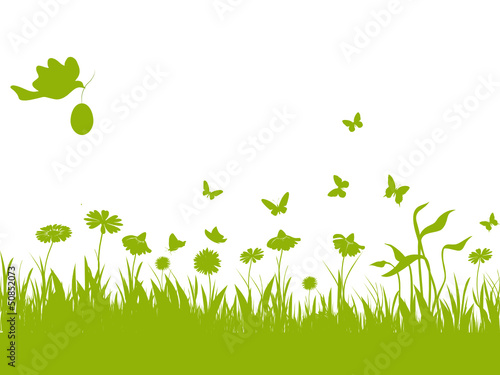 blumenwiese, ostern, osterkarte,