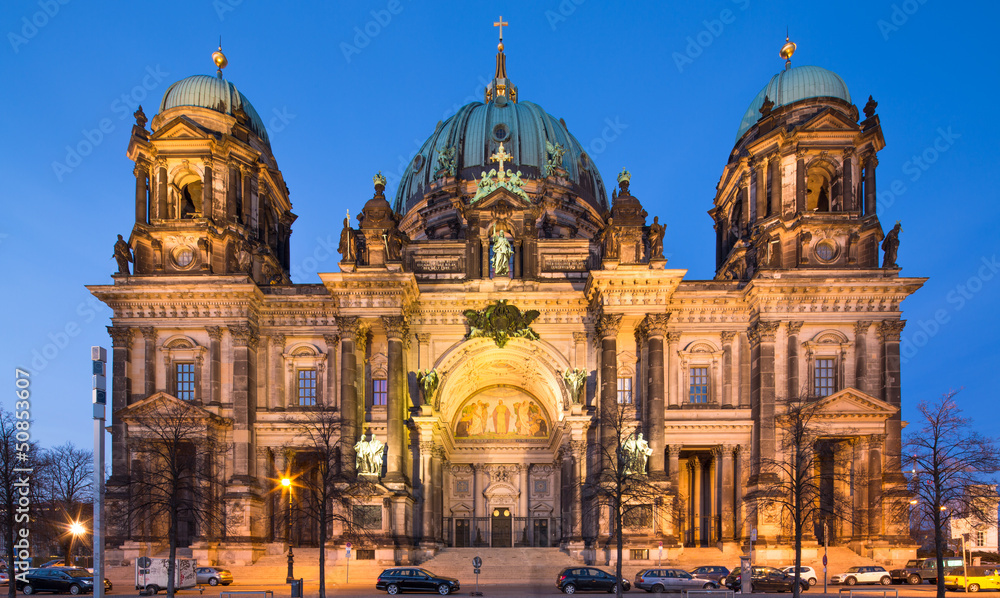 Berlin Cathedral (Berliner Dom) panorama at Night in Germany