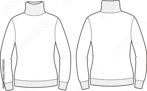 Vector fashion illustration of sweater. Front and back views