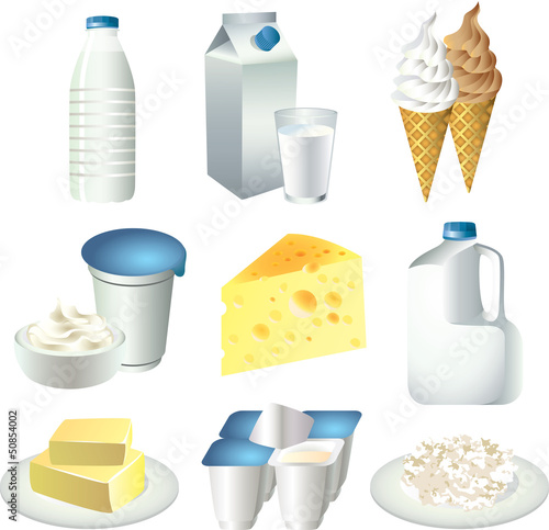 milk products photo-realistic vector set
