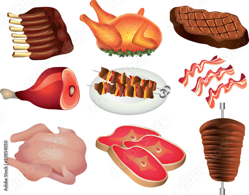 meat photo-realistic vector set