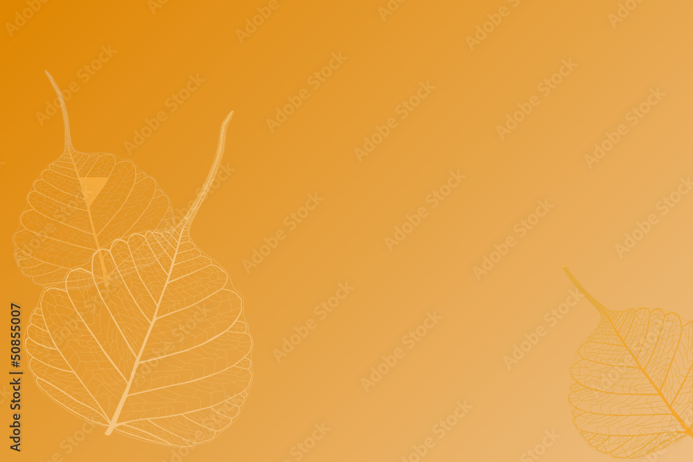 Orange background with leaves Stock Vector | Adobe Stock