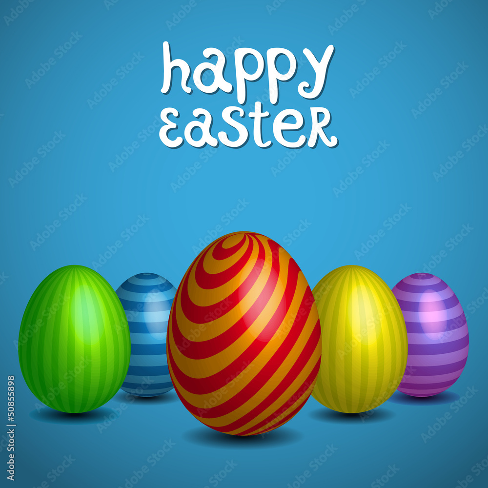 Happy easter cards illustration with easter eggs and font