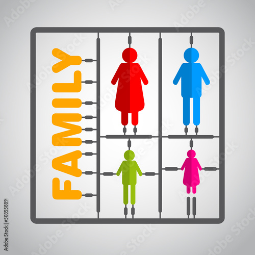 Silhouette family model kit with sign - parents and child symbol