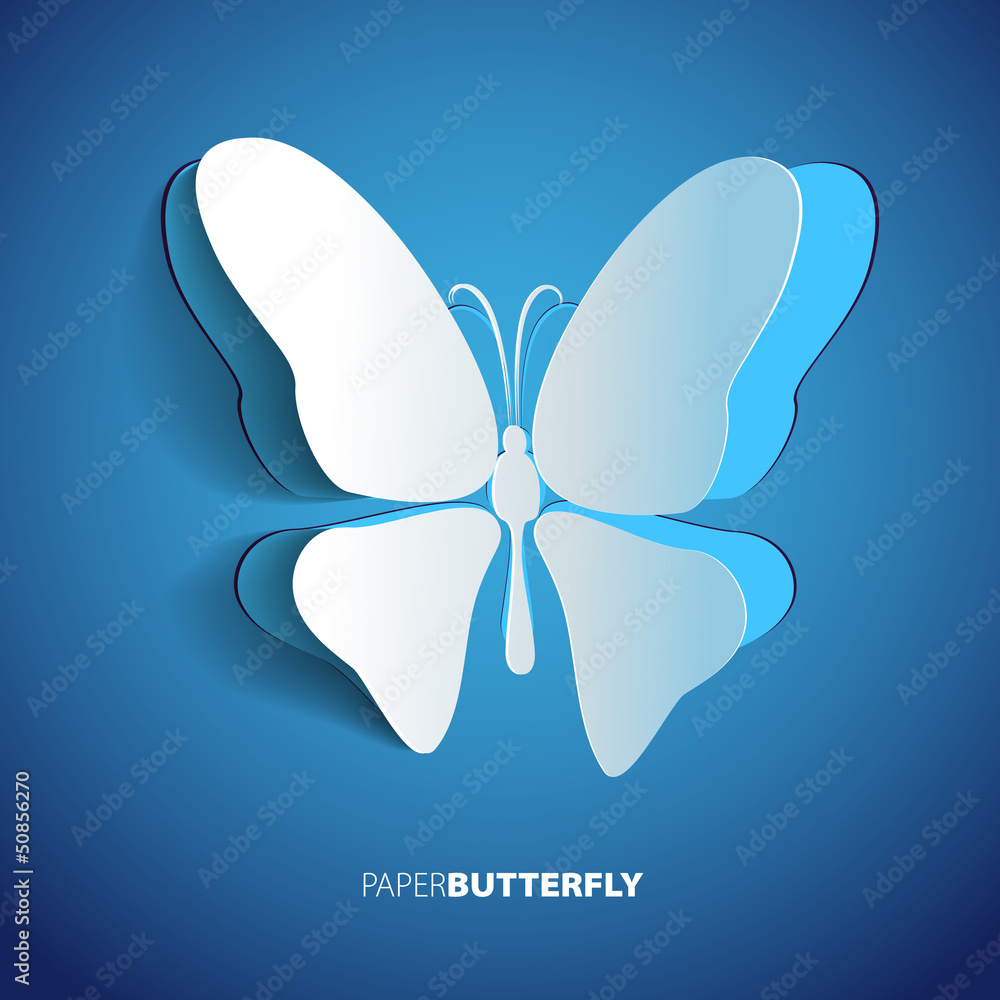 Fototapeta premium Greeting card with paper rainbow butterfly - vector