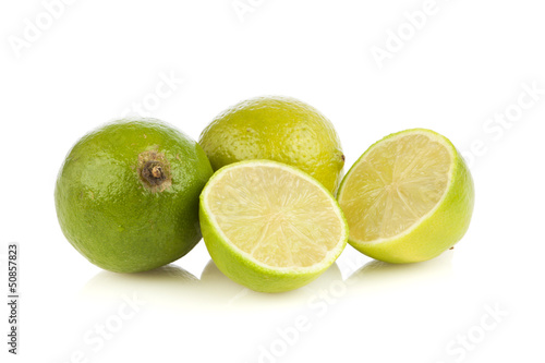 Limes on white background