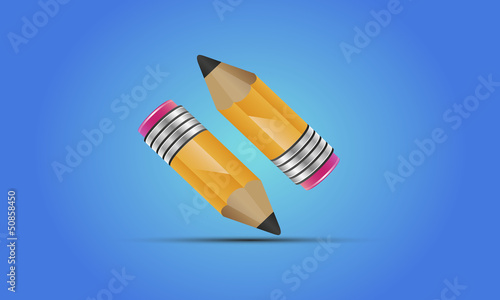 orange pencil icon on a blue background