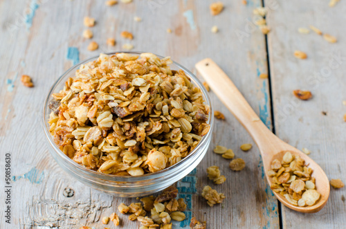 Cereal in a bowl on the table