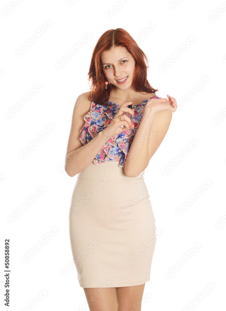 girl in a flowered dress squirting perfume on your wrist girl in a flowered dress squirting perfume on your wrist