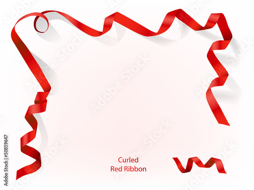 Curled red ribbon