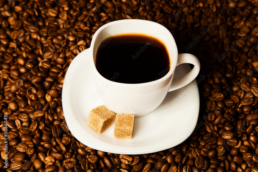 Fototapeta premium Cup coffee and beans