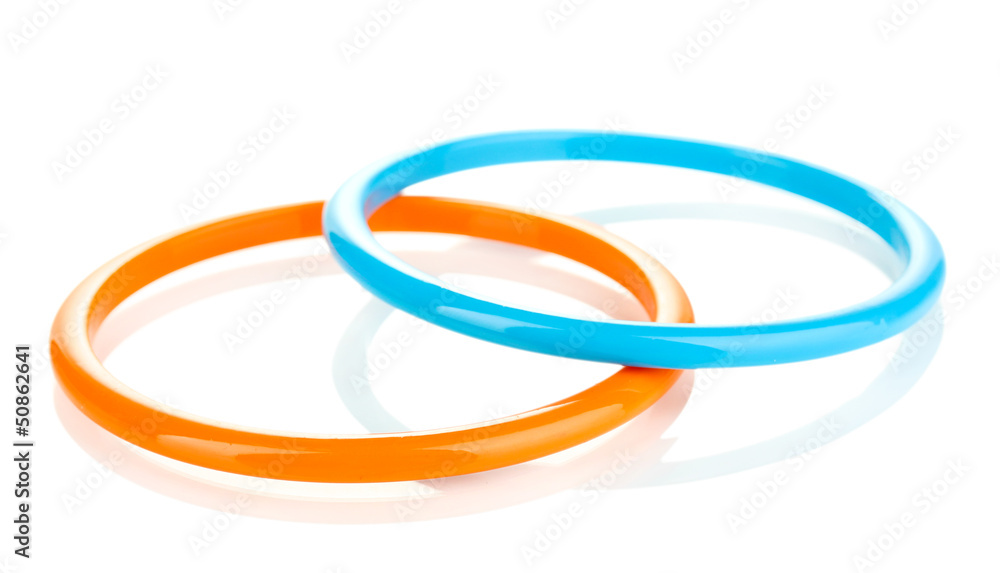 Colorful fashion bracelets isolated on white Colorful fashion bracelets isolated on white