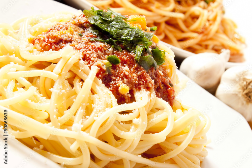 Pasta with sauce and parmesan Pasta with sauce and parmesan