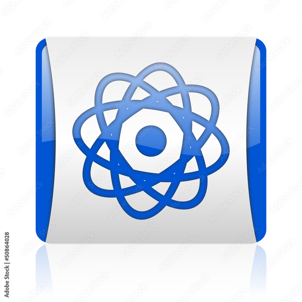 atom blue square web glossy icon