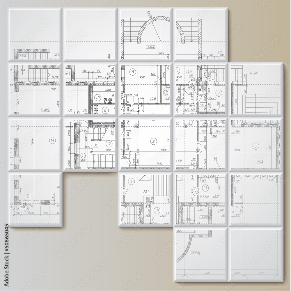 Template with architectural design elements Template with architectural design elements