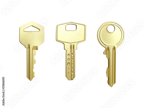 Three keys. 3D isolated