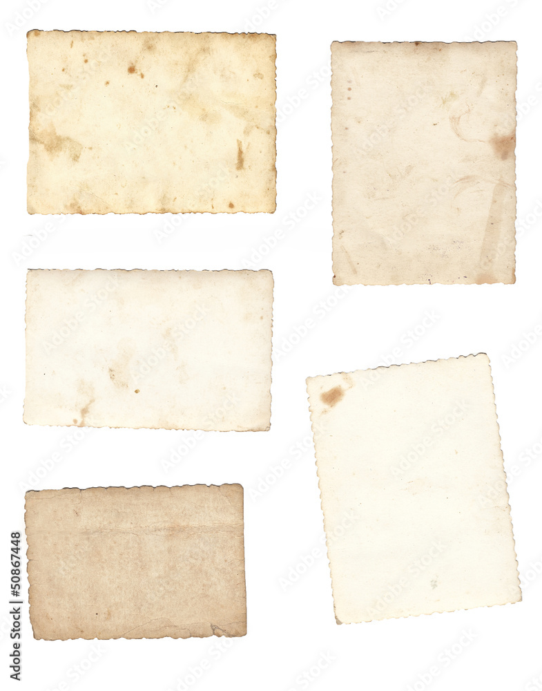 Collage of old paper isolated on a white background.