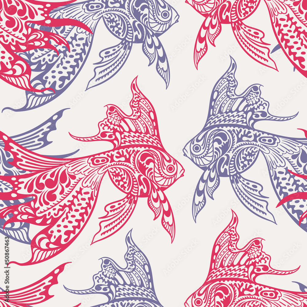 Fototapeta premium Fish seamless pattern