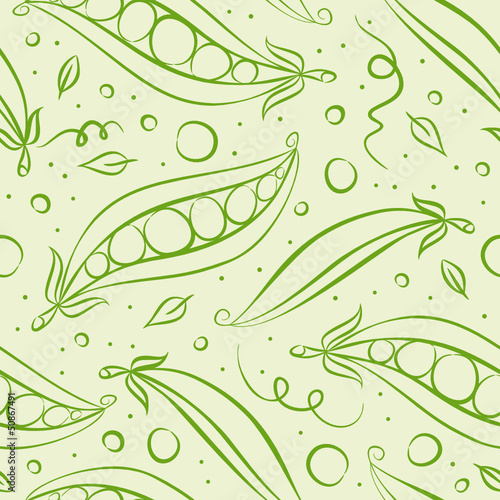 Green peas seamless pattern. Vector illustration