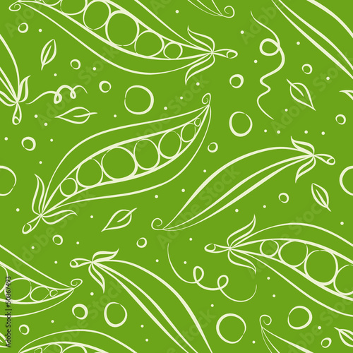Green peas seamless pattern. Vector illustration