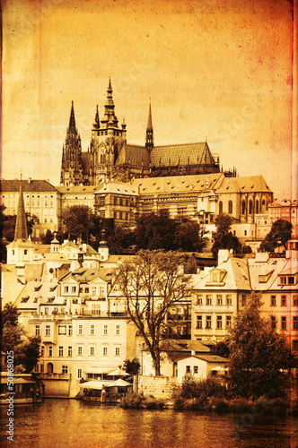 Prague castle, vintage editing
