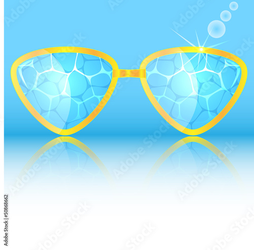 Obraz na plátně sunglasses with the reflection of water