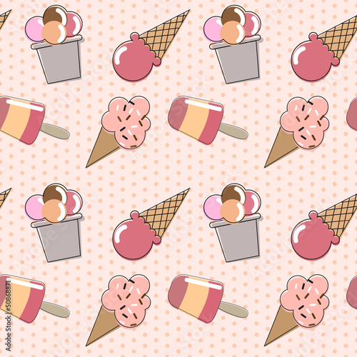 Ice cream.  Design Template. Seamless vector pattern.