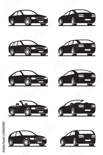 Popular cars in perspective - vector illustrator