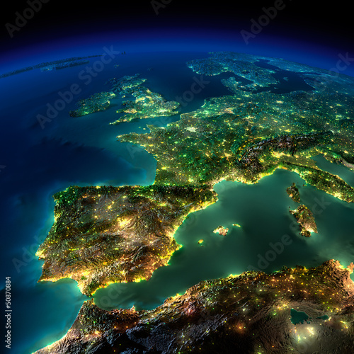 Night Earth. A piece of Europe - Spain, Portugal, France #50870884