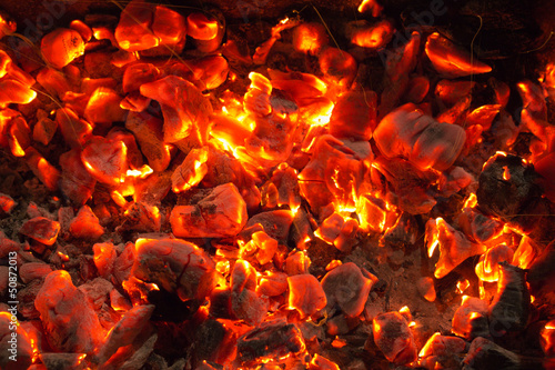 Obraz na plátně burning charcoal in the background