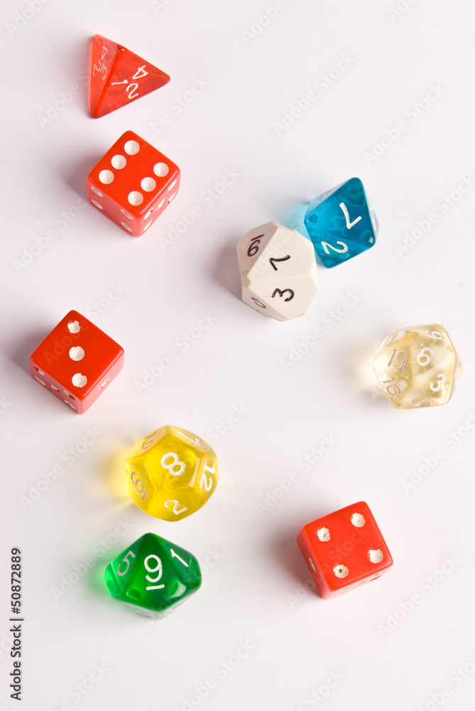 Role Play dice on white background Role Play dice on white background