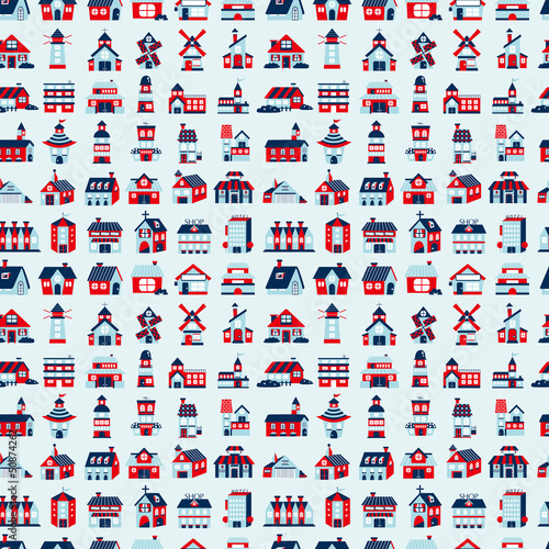 seamless retro house pattern