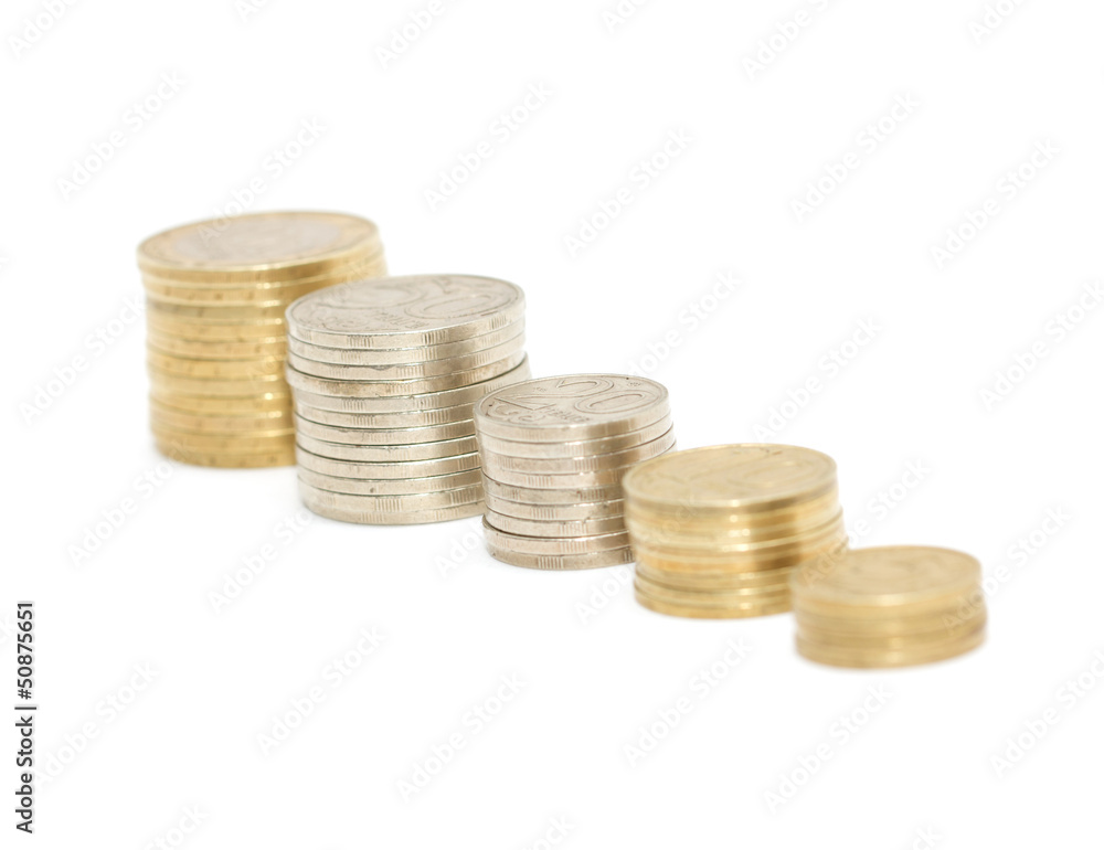 stack of coins isolated on a white background stack of coins isolated on a white background