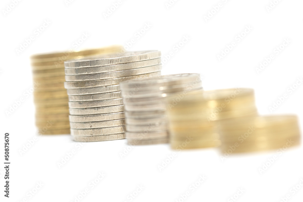 stack of coins isolated on a white background stack of coins isolated on a white background
