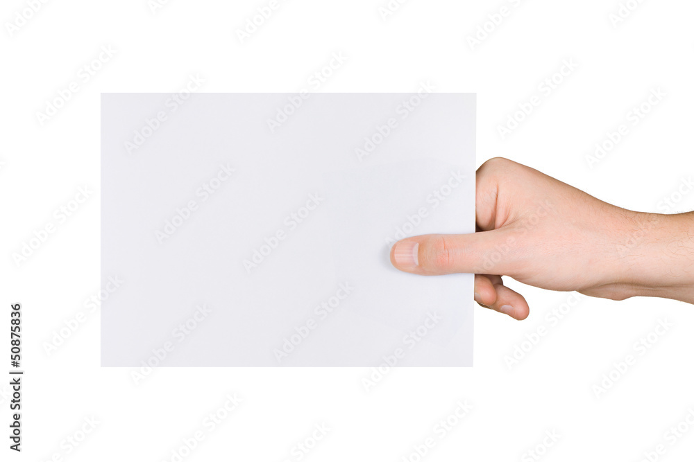 Paper card in hand Paper card in hand