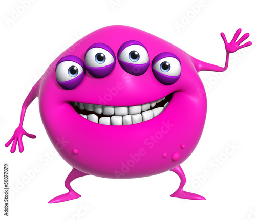 3d cartoon pink monster
